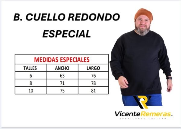 Buzo Cuello Redondo talles especiales - Imagen 2