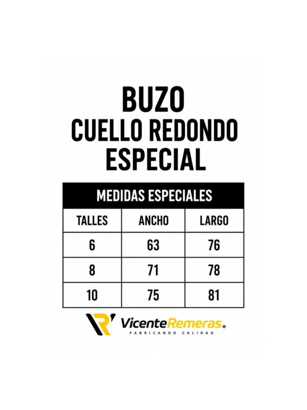 Buzo Cuello Redondo Especial (COMP) Buzo Cuello Redondo Friza Común SP Talles Especiales